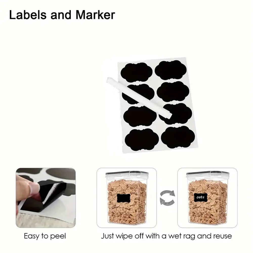 6 Pack Airtight Food Storage Containers Set, BPA-Free Plastic, 54Oz/1.5Qt/1.6L, Multipurpose Kitchen Pantry Organizers For Sugar, Flour, Pasta, Peanut, Dishwasher Safe, Includes Labels & Marker